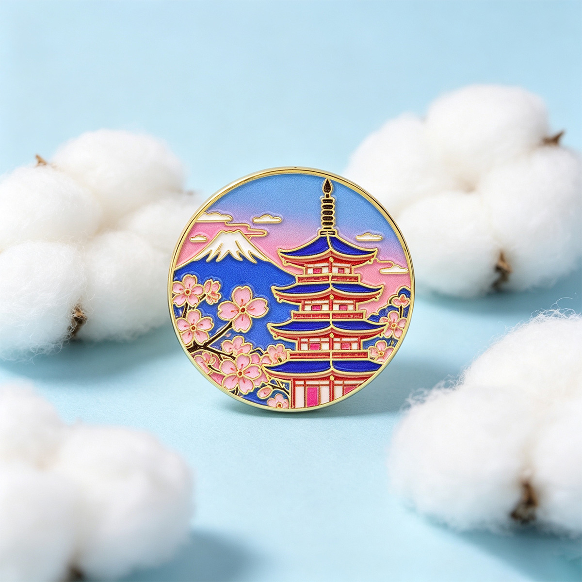 Travel Accessories Jewelry - Japanische Kirschblüten-Emaille-Anstecknadel, Vintage Revers-Brosche, Ästhetisches Sakura-Abzeichen,