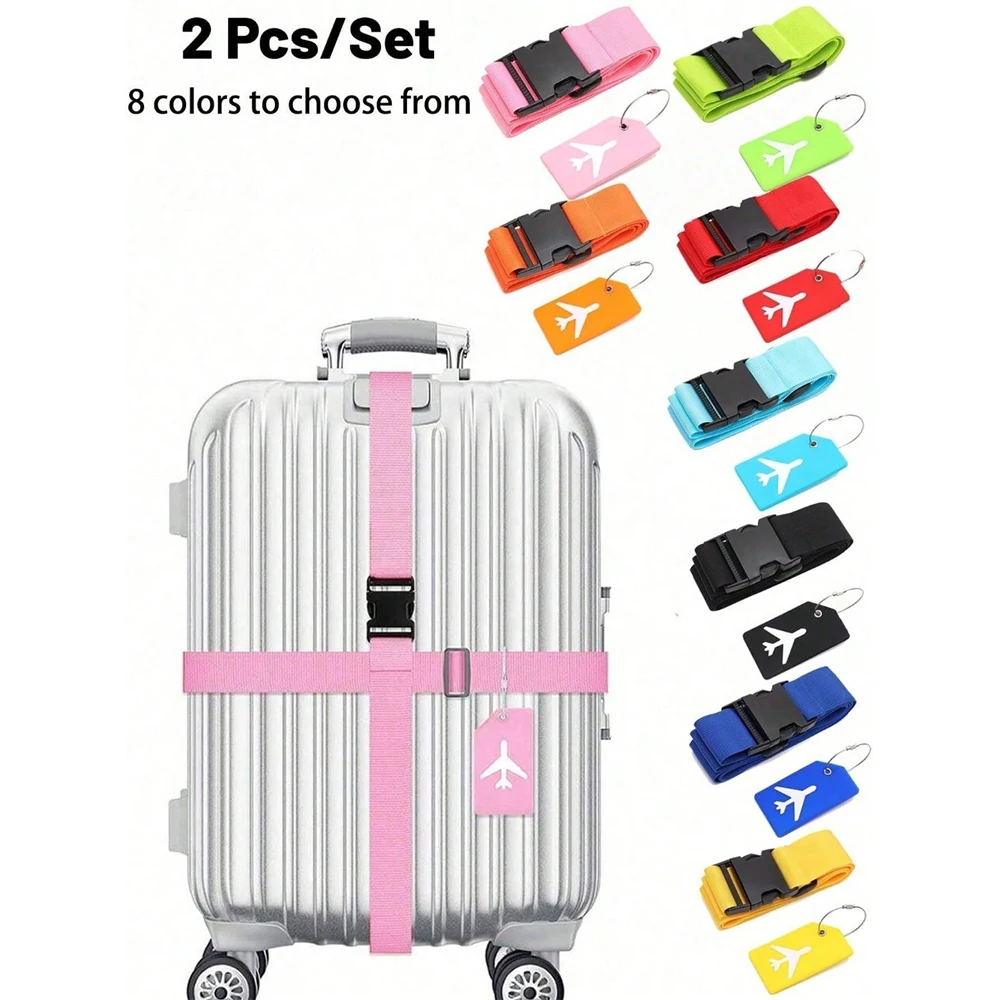 Travel Accessories Gift Set - Gepäckgurtset mit Gepäckanhänger. Mehrere Farben von