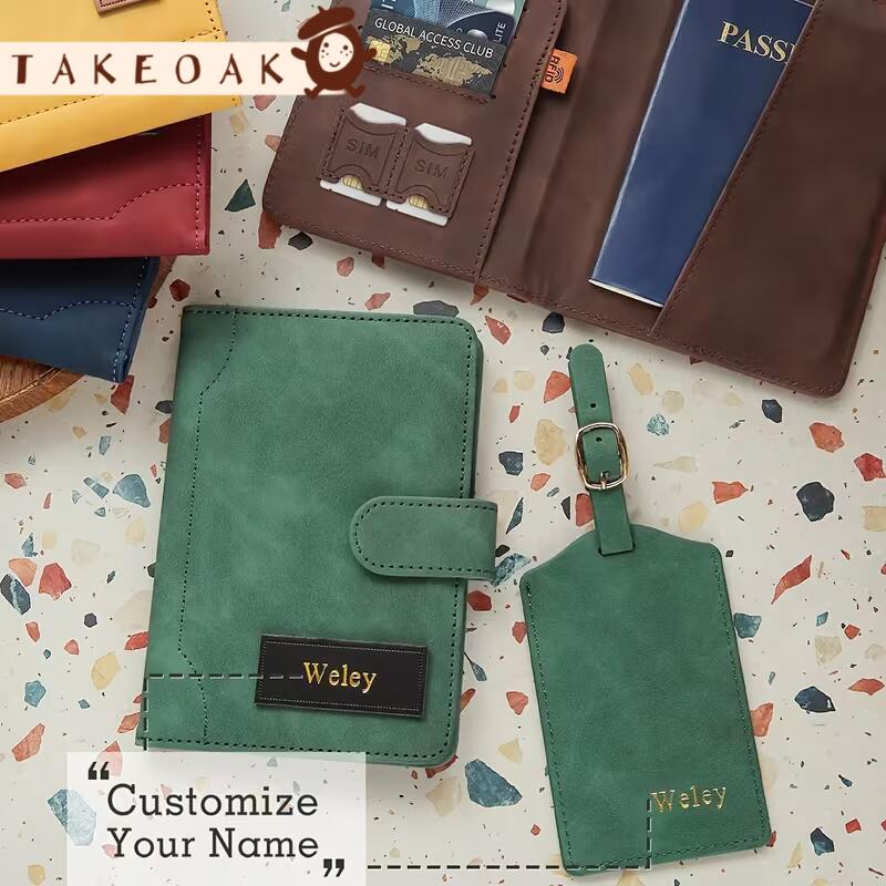 Travel Accessories Hong Kong - Personalisierter Leder-Passhalter mit Gepäckanhänger Vintage Weiches