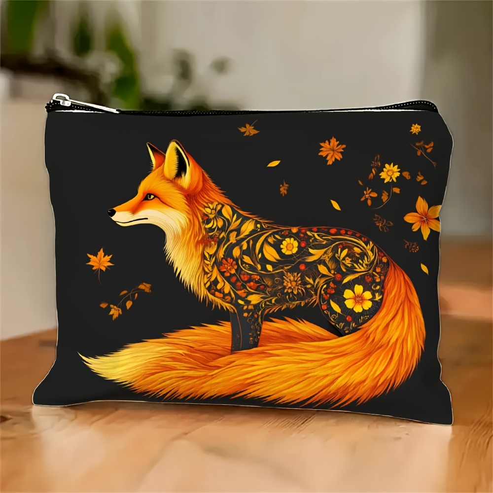 Travel Accessories Jewelry - Eine Make-up-Tasche mit Fuchs- und Blumenmuster