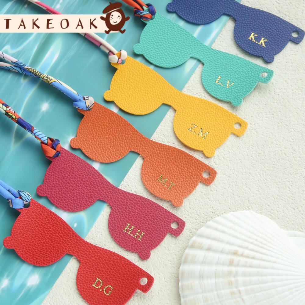 Travel Accessories Hong Kong - Personalisierter Leder-Gepäckanhänger mit Doppel-Initialen, Farbiger Seidenschal-Riemen,