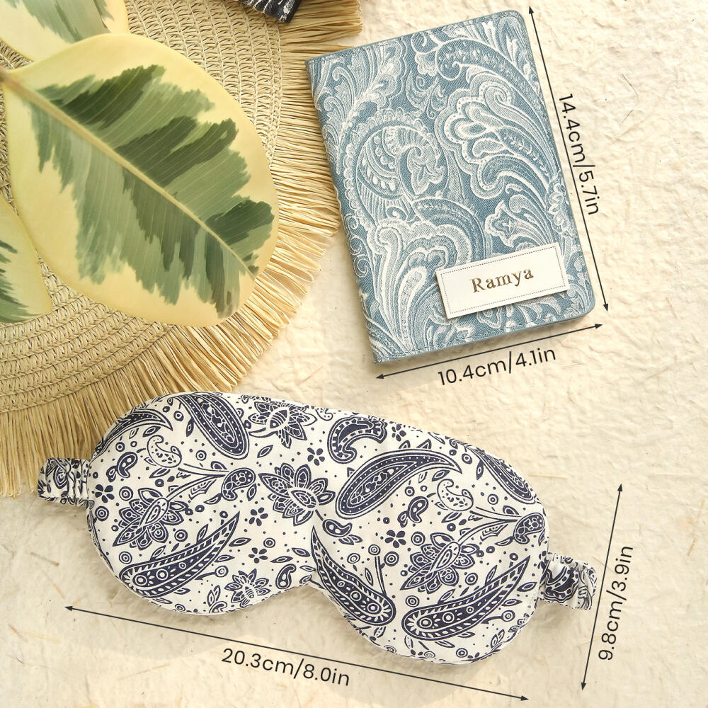 Travel Accessories Hong Kong - Personalisiertes Paisley-Print Reise-Set mit Passhalter, Augenmaske
